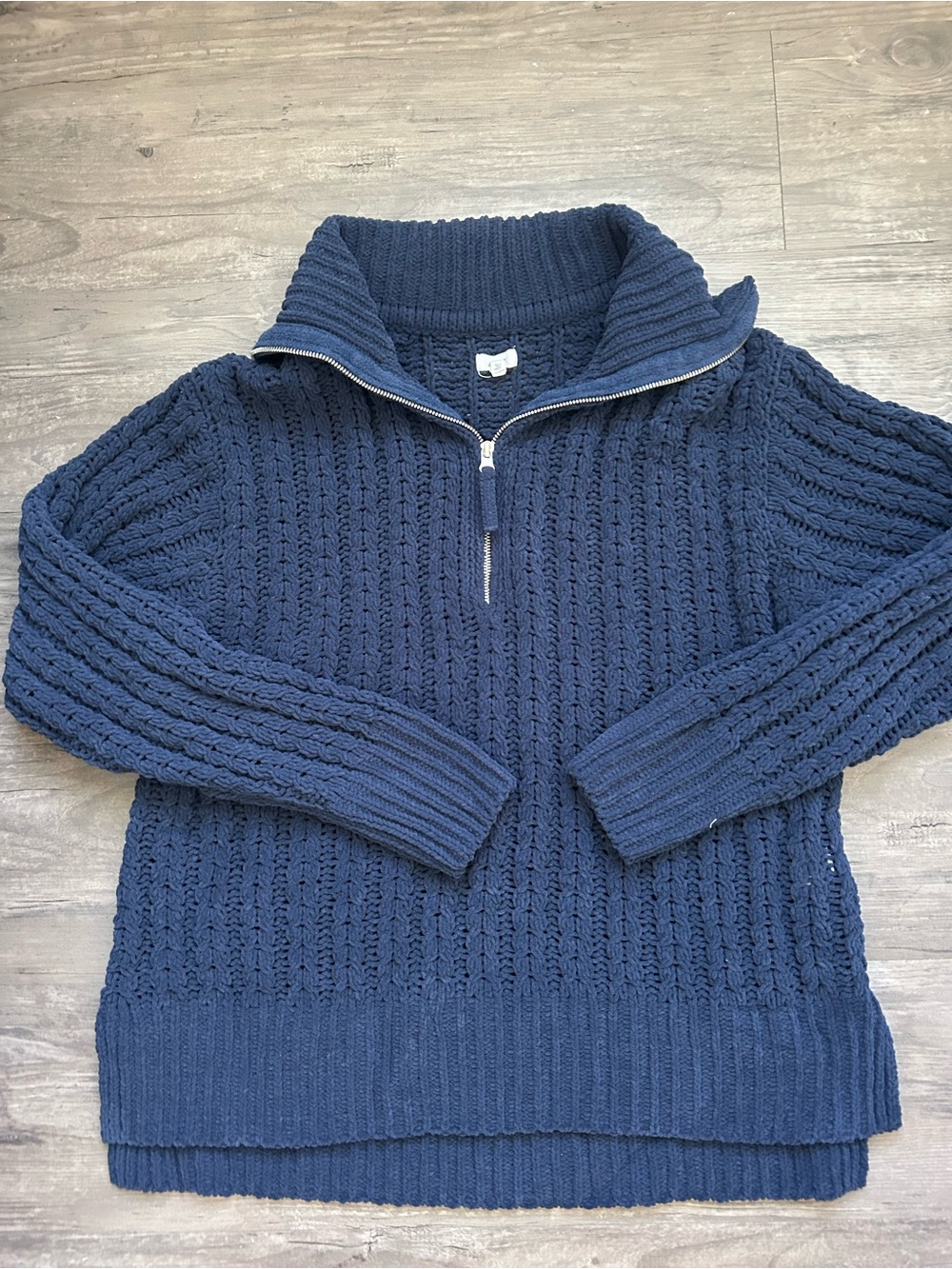 American Eagle Outfitters Navy Cable Half-Zip Turtleneck Sweater